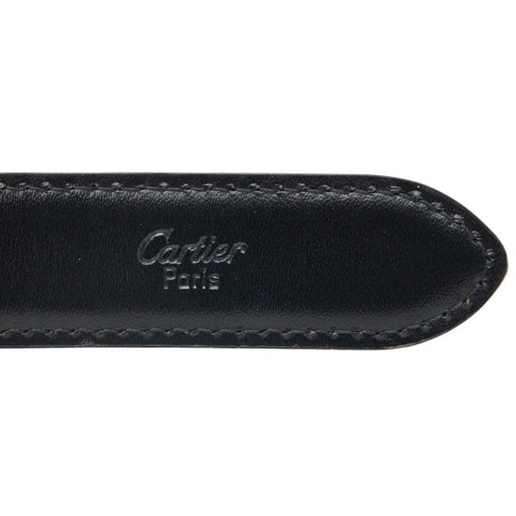 Cartier Panthere Black Silver Leather Metal Belt